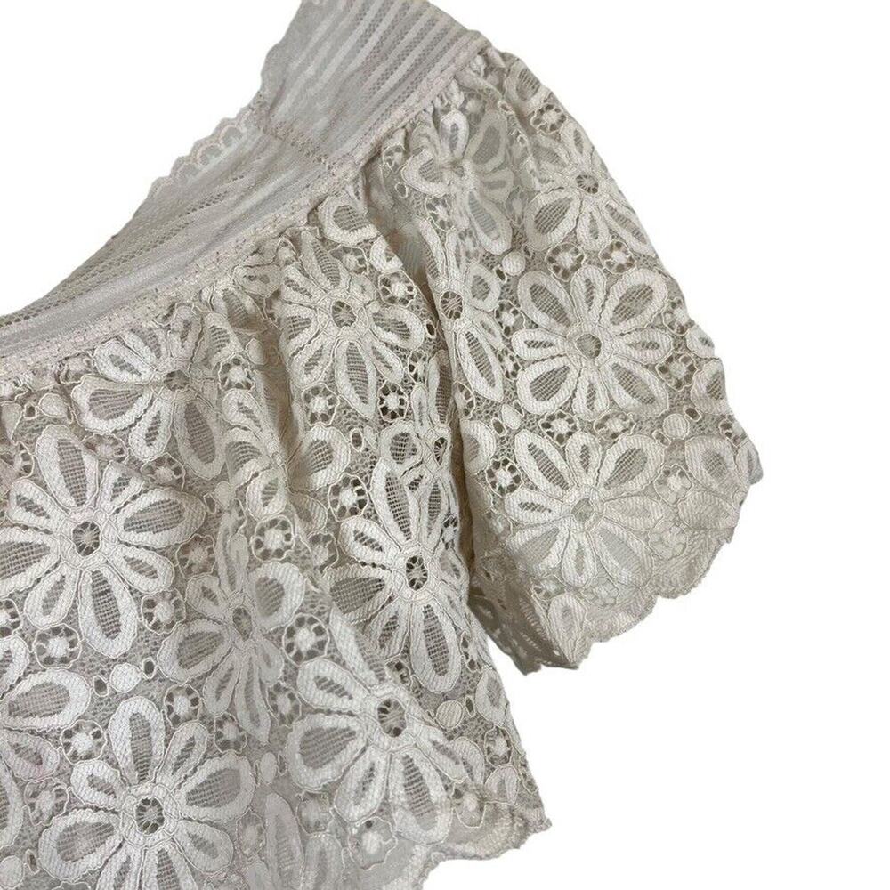 Victorias Secret Light Gray Lace Off The Shoulder Sheer Bodysuit Top Floral M - Picture 11 of 16